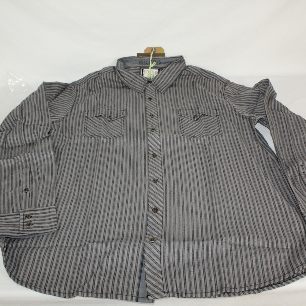 LS Shirt Striped XXL Grey Organic Cotton